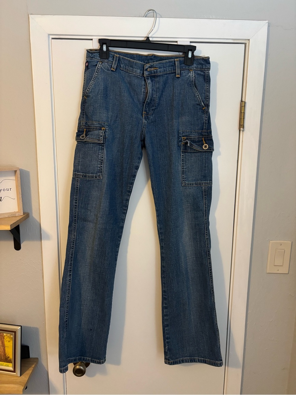 Polo Jean Co by Ralph Lauren Women's Straight Leg Cargo Jeans - Blue Denim
